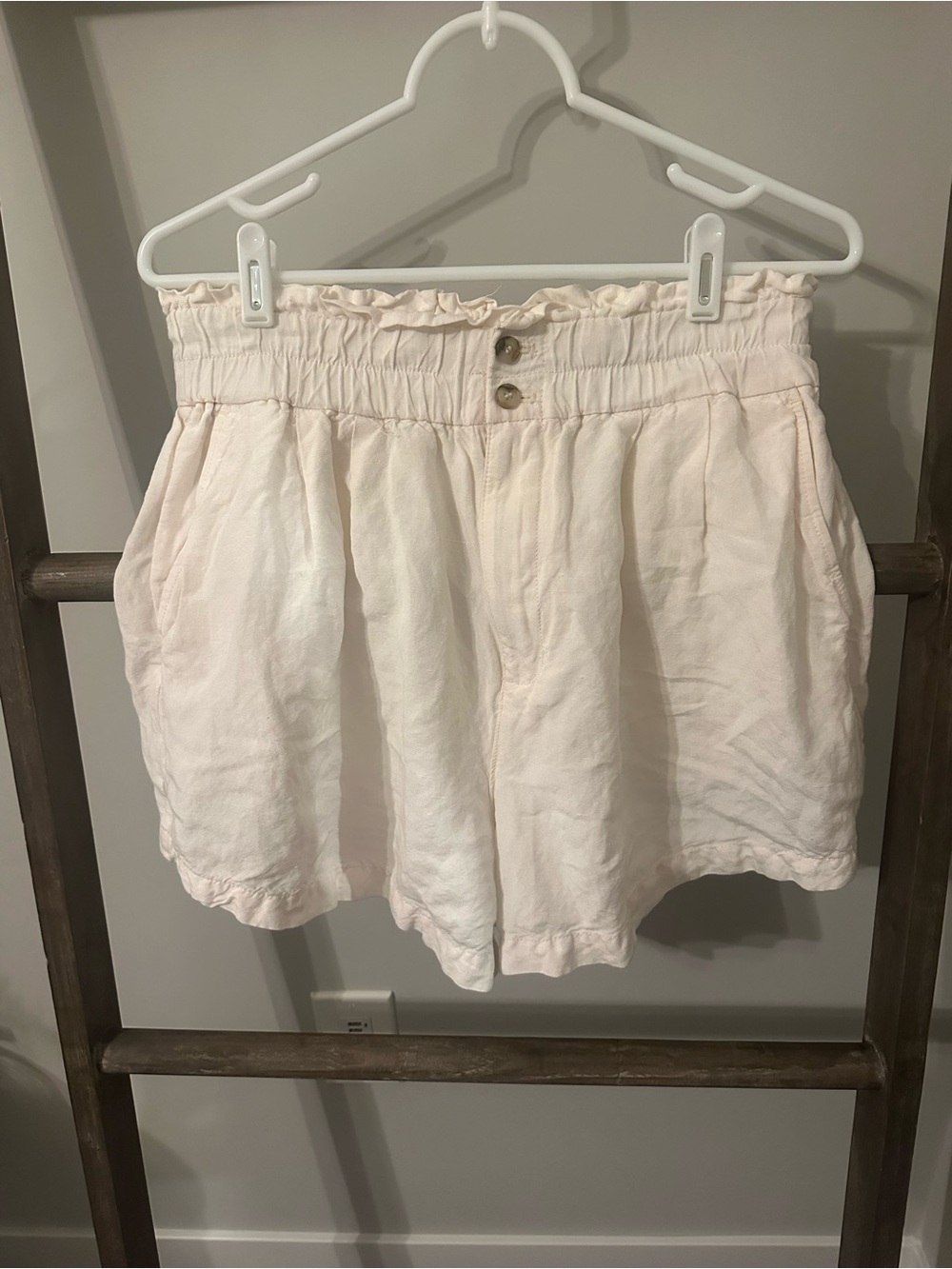 Madewell Linen Blend High-Waist Paperbag Shorts